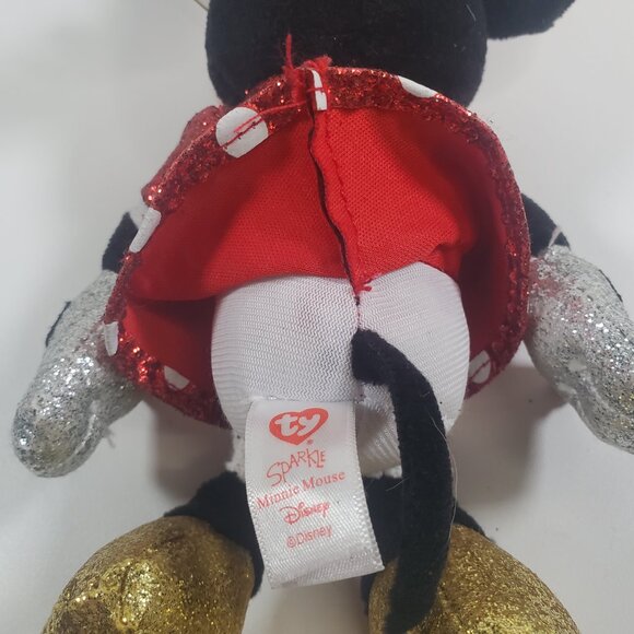 Ty Disney Sparkle Minnie Mouse Medium 8" Plush Red Polka Dot Dress NWT 2021 - Picture 9 of 9